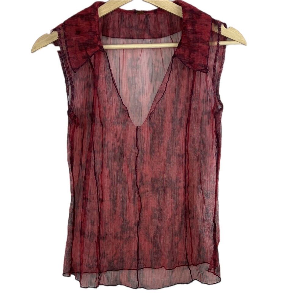 Free People Y2K Red Black Witchy Goth‎ Babe Gothic Fairy Sheer Tank Top XS *read